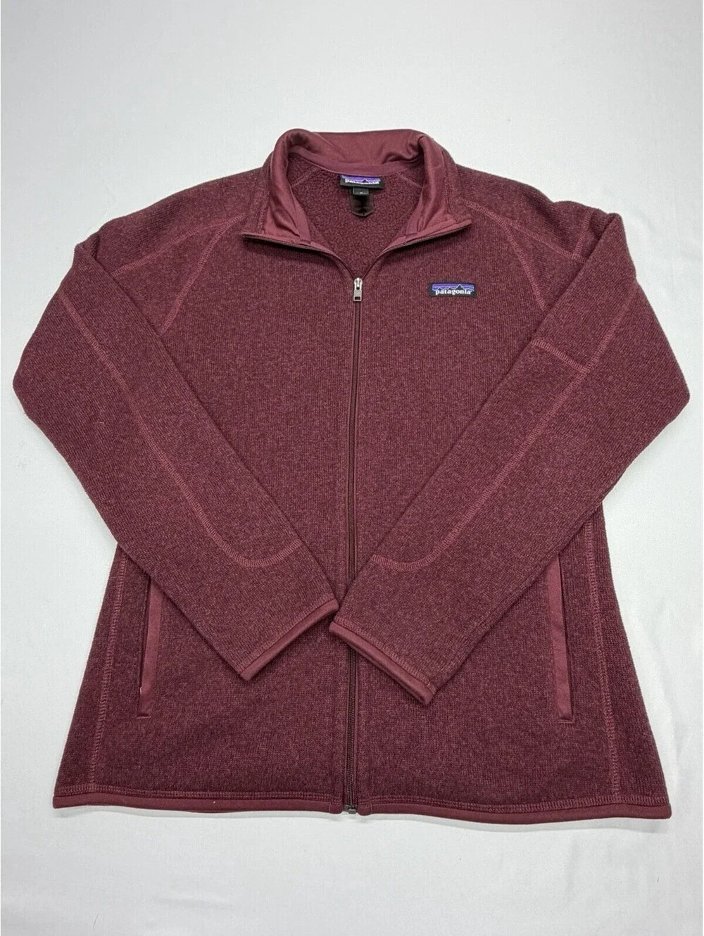 Patagonia Better Sweater Jacket Womens Med Maroon Fleece Full Zip Pocket Outdoor